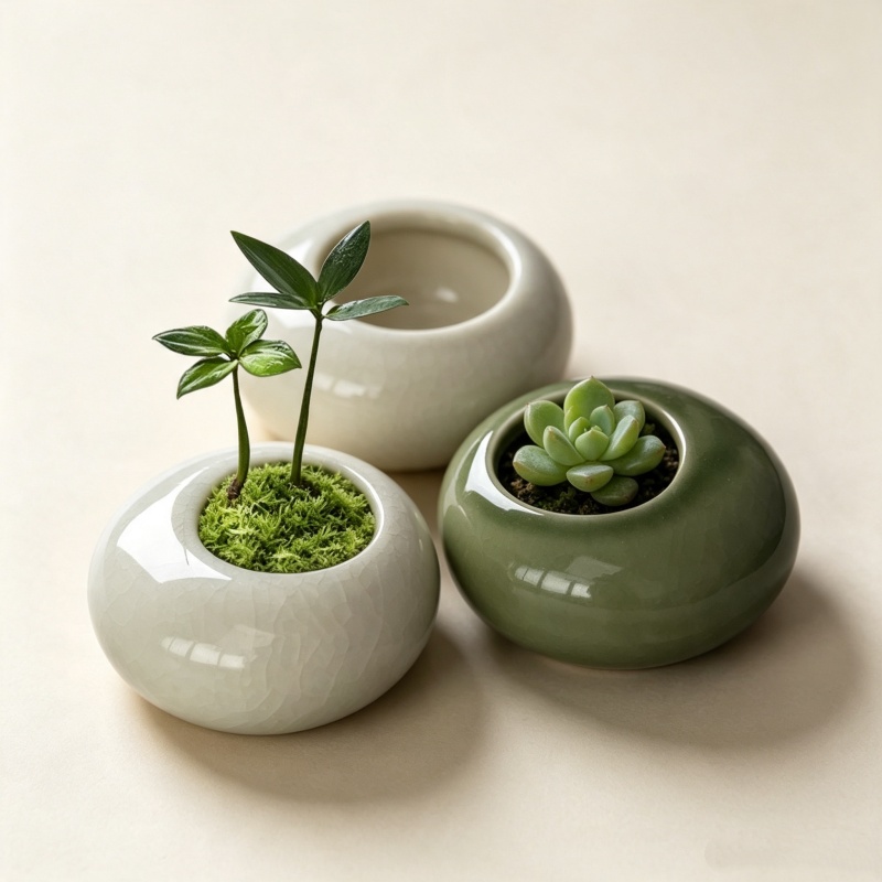 Plant Desk Mini - Mini doniczka z efektem popękanej szkliwicy,