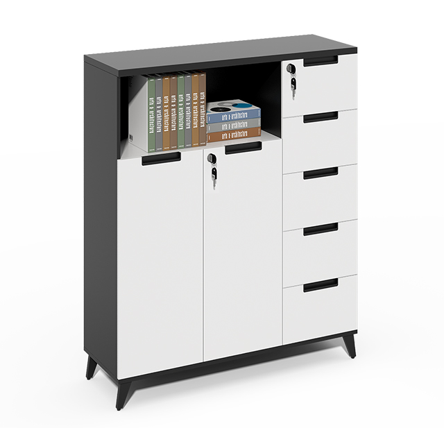 Drawer Pedestal Cabinet - Biała szafka na dokumenty z wieloma