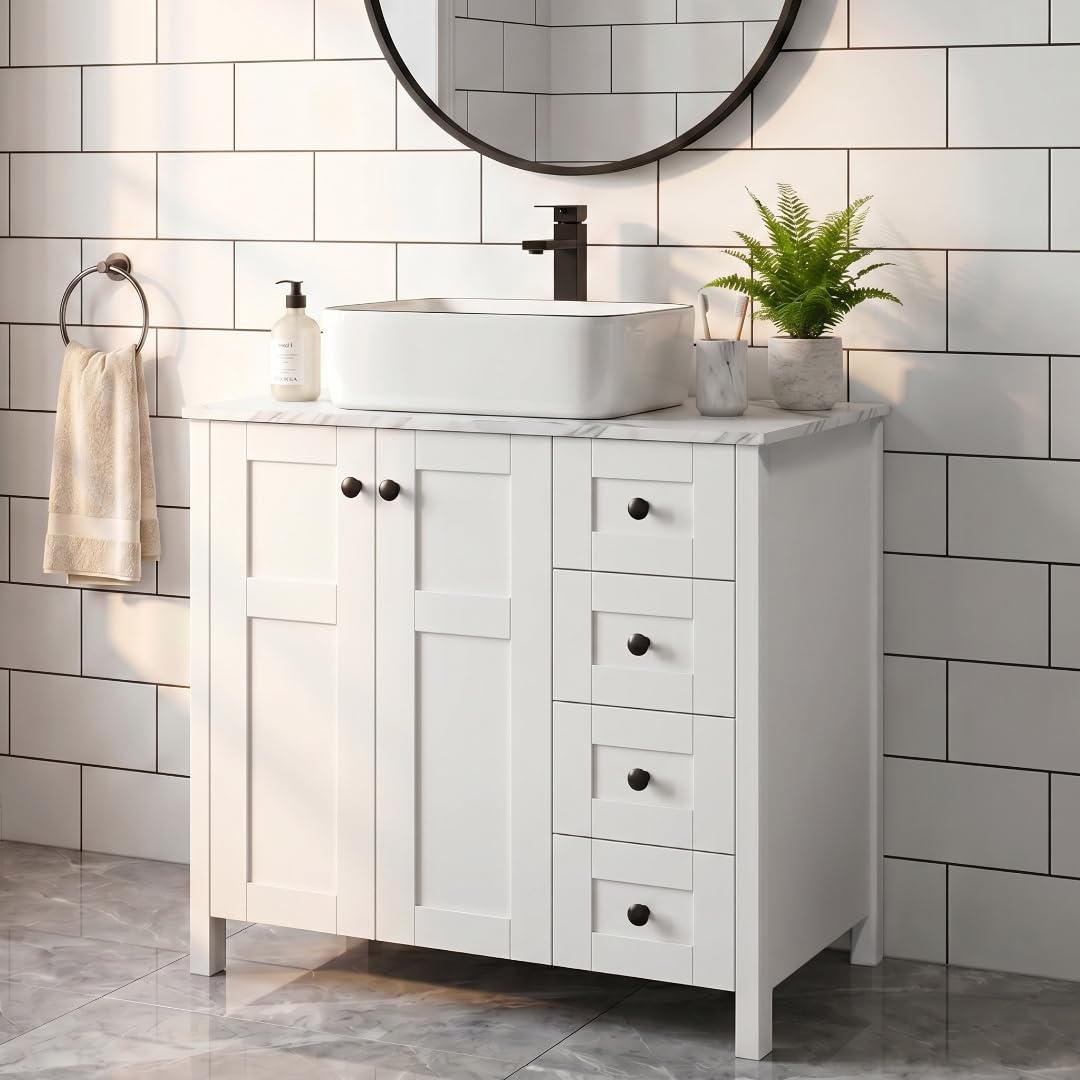 32-calowa biała szafka łazienk – Drawer Pedestal Cabinet recenzja i cena